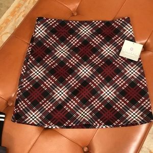 Athleta a line skirt, black, burgundy white plaid